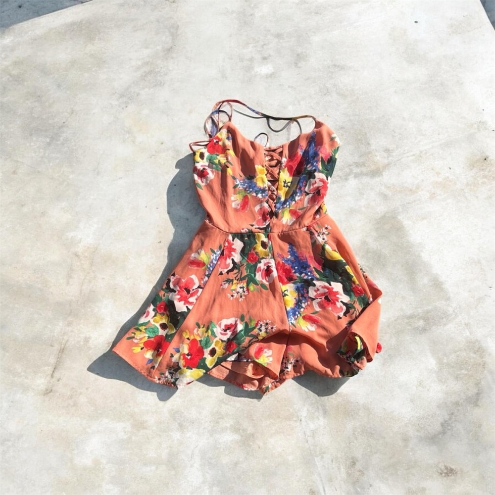 Express Coral Floral Romper